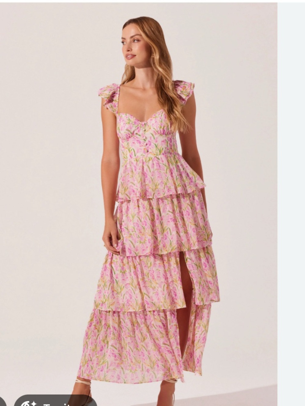 Astr midsummer Floral Tiered Maxi Dress pink